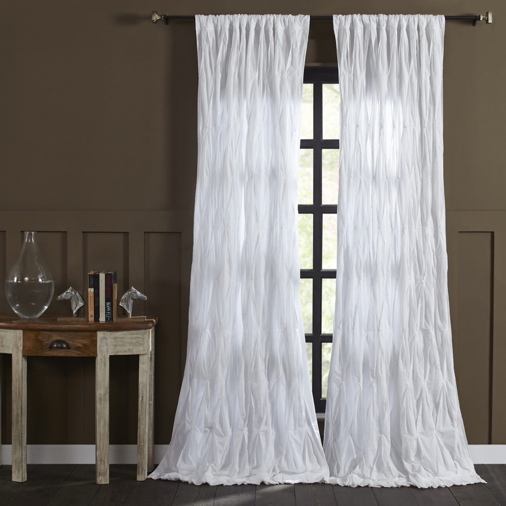 3 Elegant White Textured Drapes